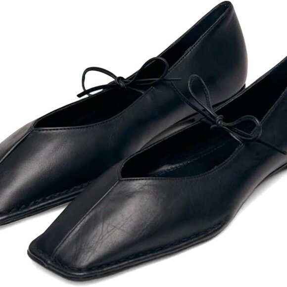 Shoes - Women's Ballet Flats PU Square Toe Lace Up Wide Width Casual Slip On Shoes